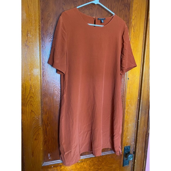 NWOT Petite Large Eileen Fisher Rust Orange Shift Midi Dress - Picture 2 of 7